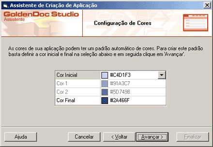Assistente de Aplicação - Configurações de Cores