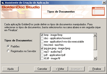 Assistente de Aplicação - Tipos de Documentos