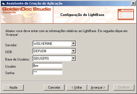 Assistente de Aplicação - Configuração do LightBase