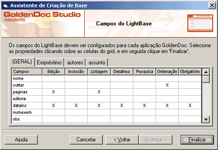 Assistente de Aplicação - Campos do LightBase