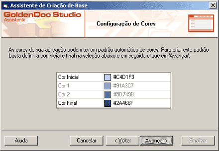 Assistente de Aplicação - Configurações de Cores