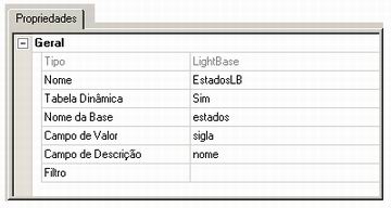 Propriedades da fonte de dados LightBase de estados